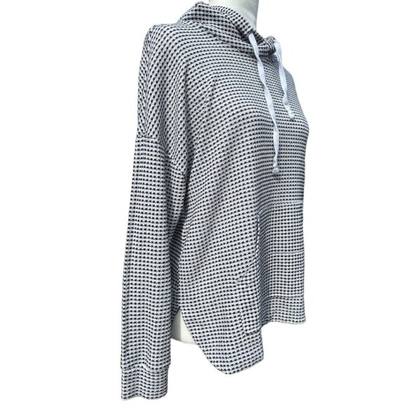 Melloday Black & White‎ Drawstring Women's Top Size XS Hoodie Kangaroo Pocket - Picture 2 of 9
